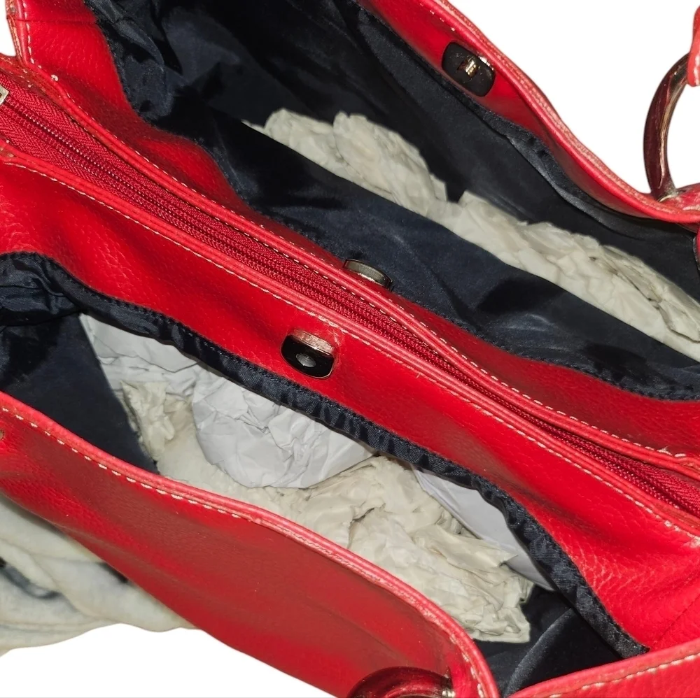 Tommy Hilfiger Red Faux Leather City Slouchy Large Handbag